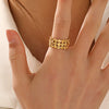 Wholesale Women's Stainless Steel Geometric Ring With French Retro Style And 18K Gold Plated Electroplating Treatment