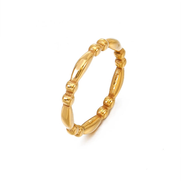 Wholesale Women's Stainless Steel Geometric Ring With 18K Gold Plated Treatment