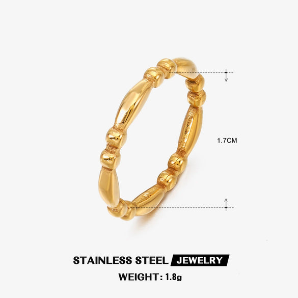 Wholesale Women's Stainless Steel Geometric Ring With 18K Gold Plated Treatment