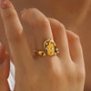 Wholesale Women's Stainless Steel Geometric Ring With Pearl Inlaid And Electroplating Treatment