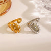 Wholesale Women's Stainless Steel Geometric Ring With Pearl Inlaid And Electroplating Treatment