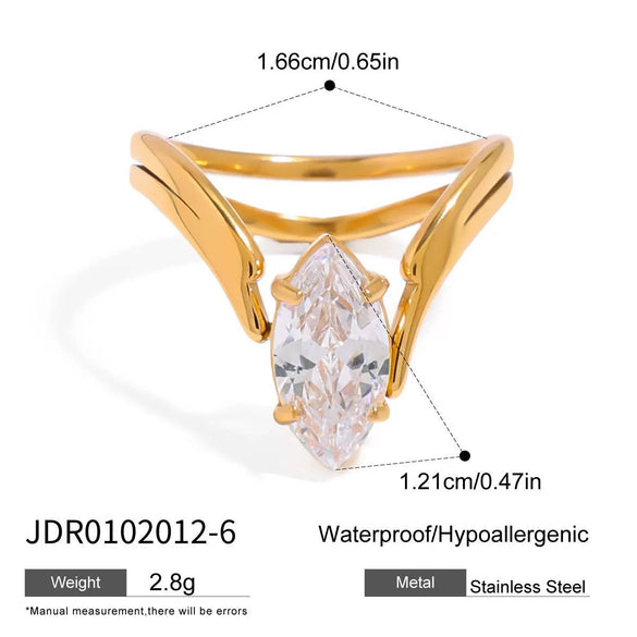 Wholesale Women's Stainless Steel Geometric Ring With Pvd Furnace Vacuum Real Gold Plating