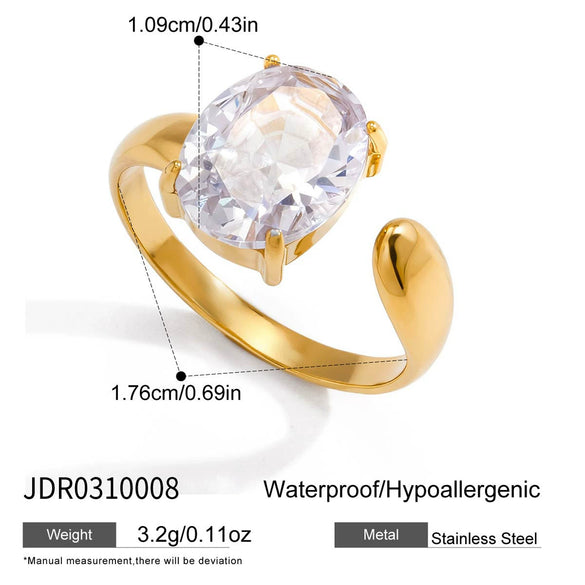 Wholesale Women's Stainless Steel Geometric Ring With Pvd Furnace Vacuum Real Gold Plating