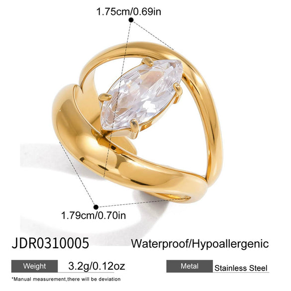 Wholesale Women's Stainless Steel Geometric Ring With Pvd Furnace Vacuum Real Gold Plating