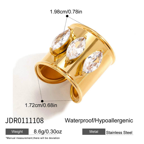 Wholesale Women's Stainless Steel Geometric Ring With Pvd Furnace Vacuum Real Gold Plating