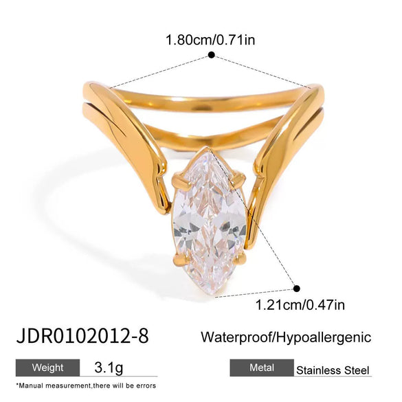 Wholesale Women's Stainless Steel Geometric Ring With Pvd Furnace Vacuum Real Gold Plating