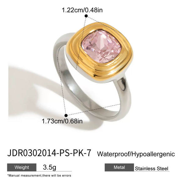 Wholesale Women's Stainless Steel Geometric Ring With Zircon Electroplated In Gold And Silver Color Matching