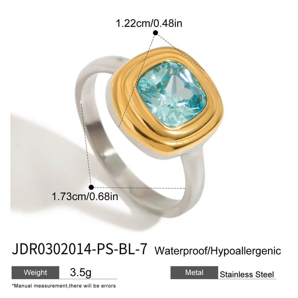 Wholesale Women's Stainless Steel Geometric Ring With Zircon Electroplated In Gold And Silver Color Matching