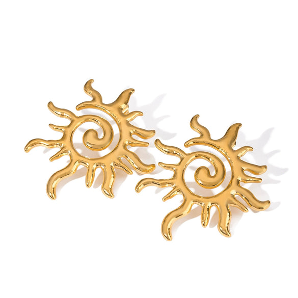 Wholesale Women's Stainless Steel Geometric Rotating Thread Sun Earrings With Electroplating Light Luxury And Original Design