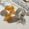 Wholesale Women's Stainless Steel Geometric Round Bead Tassel Open Ring Jewelry With Electroplating Light Luxury Fashion