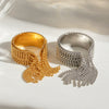 Wholesale Women's Stainless Steel Geometric Round Bead Tassel Open Ring Jewelry With Electroplating Light Luxury Fashion