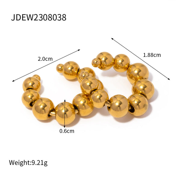 Wholesale Women's Stainless Steel Geometric Round Beads Electroplated Ear Clip Earrings