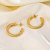 Wholesale Women's Stainless Steel Geometric Round Cshaped Twist Retro Earrings 18K Goldplated