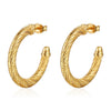 Wholesale Women's Stainless Steel Geometric Round Cshaped Twist Retro Earrings 18K Goldplated