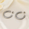 Wholesale Women's Stainless Steel Geometric Round Cshaped Twist Retro Earrings 18K Goldplated