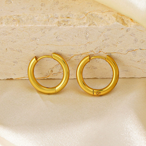 Wholesale Women's Stainless Steel Geometric Round Electroplated Earrings