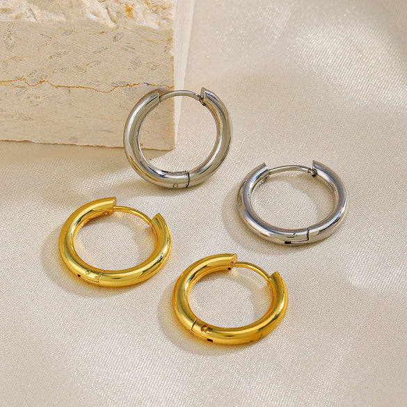 Wholesale Women's Stainless Steel Geometric Round Electroplated Earrings