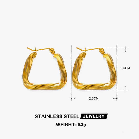 Wholesale Women's Stainless Steel Geometric Round Exaggerated Hip Hop Irregular Earrings With Electroplating