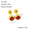 Wholesale Women's 316L Stainless Steel Geometric Round Eyes Earrings 18K Gold Electroplated