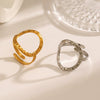 Wholesale Women's Stainless Steel Geometric Round Hollow Opening Hammered Finger Ring With Electroplating And Retro Temperament