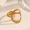 Wholesale Women's Stainless Steel Geometric Round Hollow Opening Hammered Finger Ring With Electroplating And Retro Temperament