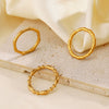 Wholesale Women's Stainless Steel Geometric Round Ring With Plant Flowers Pattern And 18K Gold Plated Electroplating