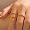 Wholesale Women's Stainless Steel Geometric Round Ring With Plant Flowers Pattern And 18K Gold Plated Electroplating