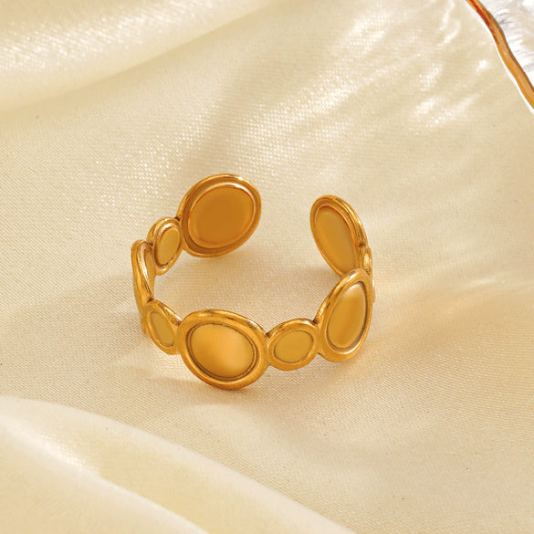 Wholesale Women's Stainless Steel Geometric Round Ring With Vacuum Electroplated Simple Style