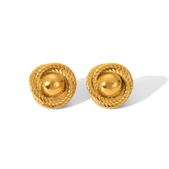 Wholesale Women's Stainless Steel Geometric Round Thread Electroplated Earrings Light Luxury Allmatch Highend Ear Studs