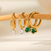 Wholesale Women's Stainless Steel Geometric Round Zircon Earrings With Electroplating