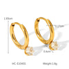 Wholesale Women's Stainless Steel Geometric Round Zircon Earrings With Electroplating