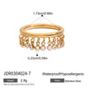 Wholesale Women's Stainless Steel Geometric Round Zircon Tassel Ring With 18K Gold Electroplating Nonfading Modern Normcore Design