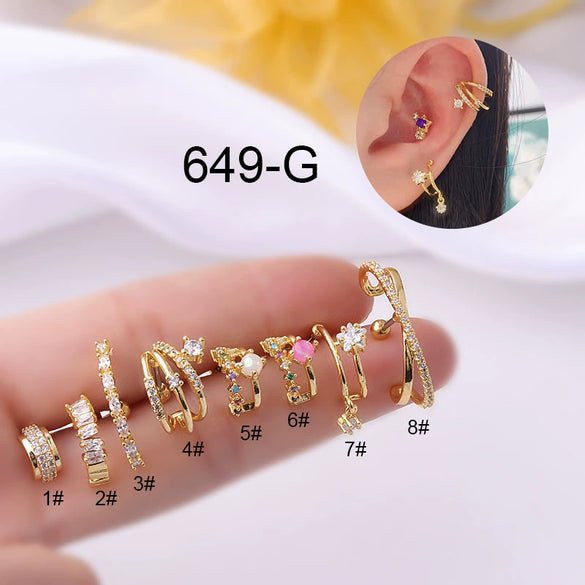 Wholesale Women's Stainless Steel Geometric Semicircular Arc Ear Nail Electroplated Ear Decoration