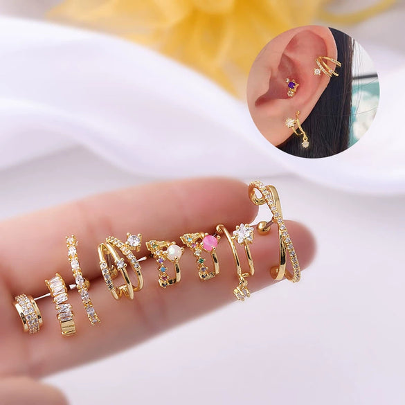 Wholesale Women's Stainless Steel Geometric Semicircular Arc Ear Nail Electroplated Ear Decoration