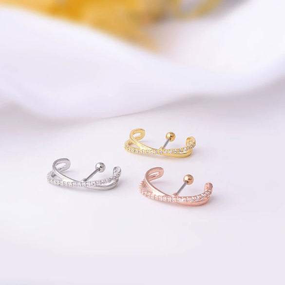 Wholesale Women's Stainless Steel Geometric Semicircular Arc Ear Nail Electroplated Ear Decoration