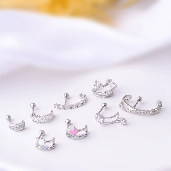 Wholesale Women's Stainless Steel Geometric Semicircular Arc Ear Nail Electroplated Ear Decoration