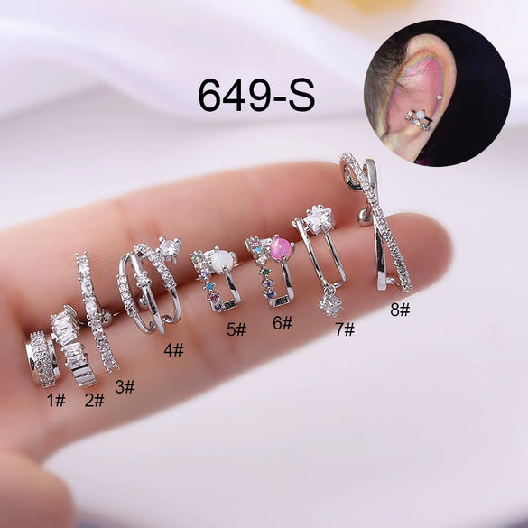 Wholesale Women's Stainless Steel Geometric Semicircular Arc Ear Nail Electroplated Ear Decoration