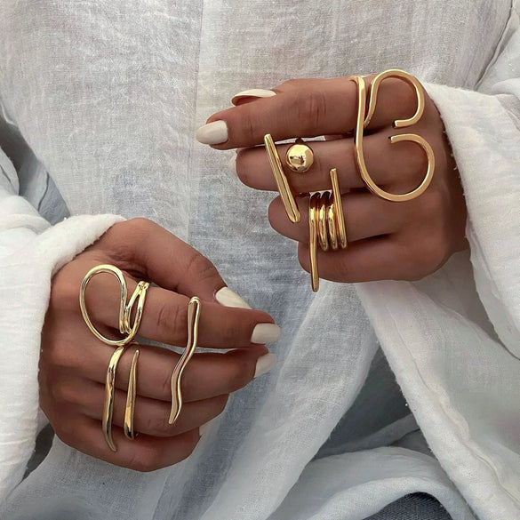 Wholesale Women's Stainless Steel Geometric Simple Opening Ring Jewelry With Electroplating