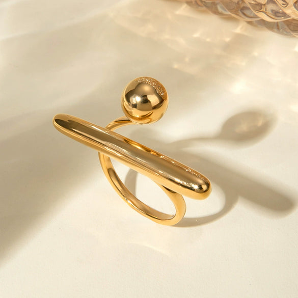 Wholesale Women's Stainless Steel Geometric Simple Opening Ring Jewelry With Electroplating