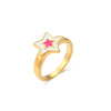 Wholesale Women's Stainless Steel Geometric Simple Style Ring With Bohemian Star And Colorful Oil Dripping Design