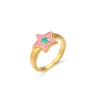 Wholesale Women's Stainless Steel Geometric Simple Style Ring With Bohemian Star And Colorful Oil Dripping Design