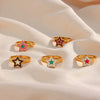 Wholesale Women's Stainless Steel Geometric Simple Style Ring With Bohemian Star And Colorful Oil Dripping Design