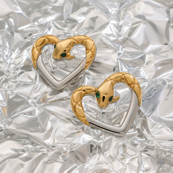 Wholesale Women's Stainless Steel Geometric Snake Earrings With Electroplating Jewelry