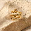 Wholesale Women's Stainless Steel Geometric Snake Ring With French Retro Style And Electroplating Treatment