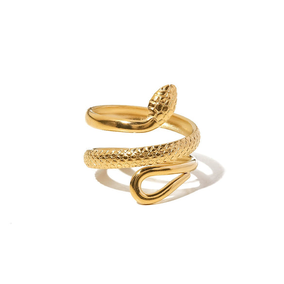 Wholesale Women's Stainless Steel Geometric Snake Ring With French Retro Style And Electroplating Treatment