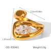 Wholesale Women's Stainless Steel Geometric Special Shaped Cut Out Open Ring Set With Zirconia And Vacuum Electroplated
