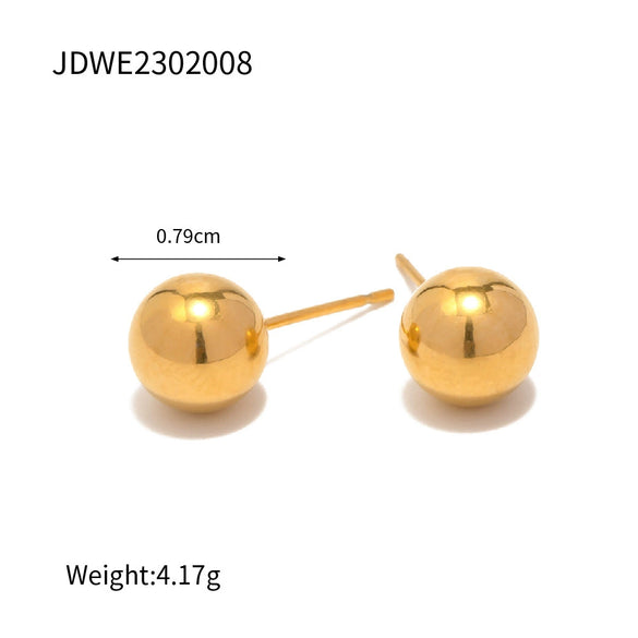 Wholesale Women's Stainless Steel Geometric Spherical Earrings With Electroplating Treatment