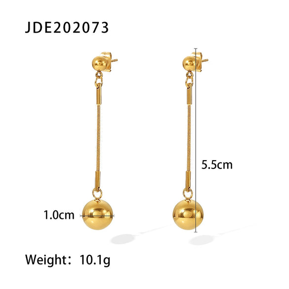 Wholesale Women's Stainless Steel Geometric Spherical Earrings With Electroplating Treatment