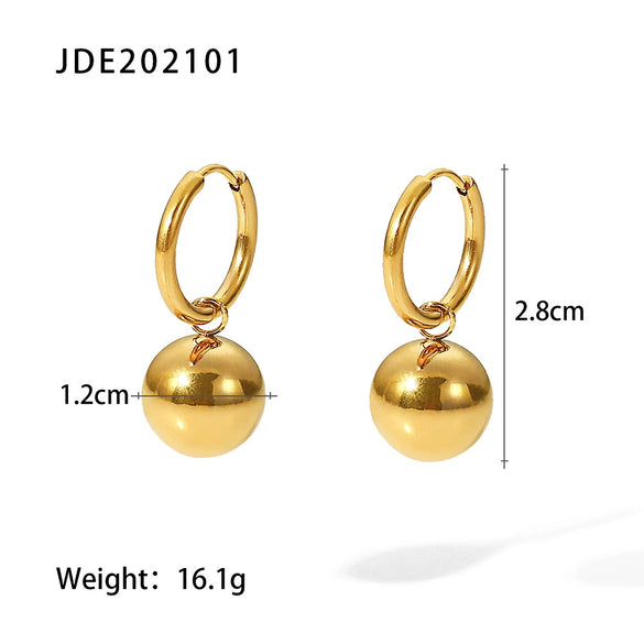 Wholesale Women's Stainless Steel Geometric Spherical Earrings With Electroplating Treatment
