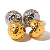 Wholesale Women's Stainless Steel Geometric Spherical Hammer Pattern Electroplated Earrings Jewelry